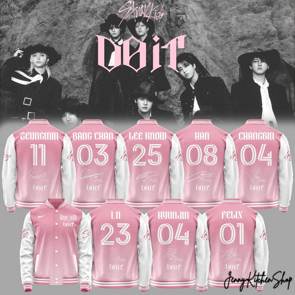 2025 Stray Kids Do It Album Beautiful Pink Baseball Jacket