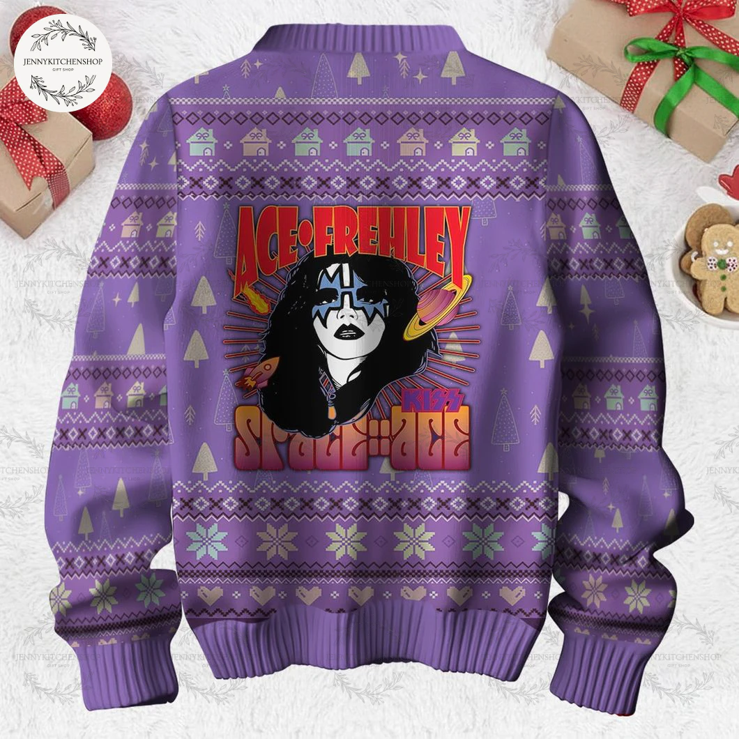 Ace Prehley Kiss For Fans Christmas Ugly Sweater