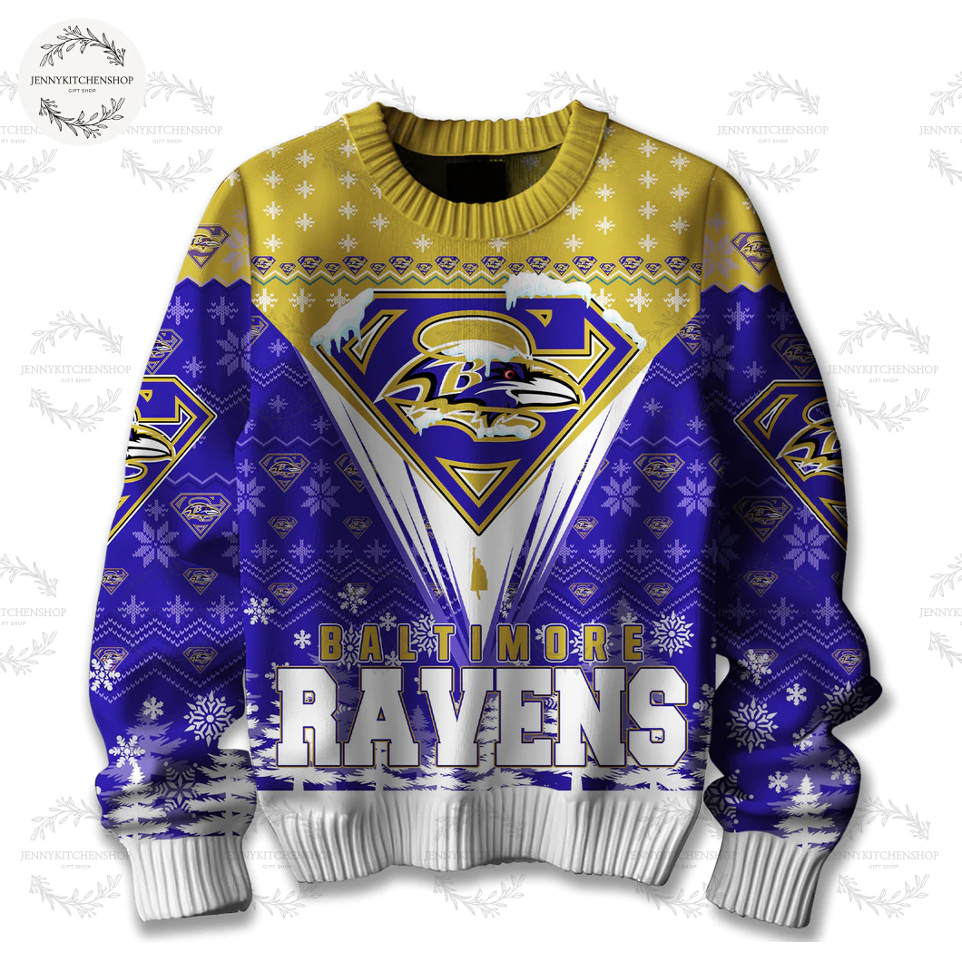 Baltimore Ravens 2025 Merry Super Christmas Ugly Sweater