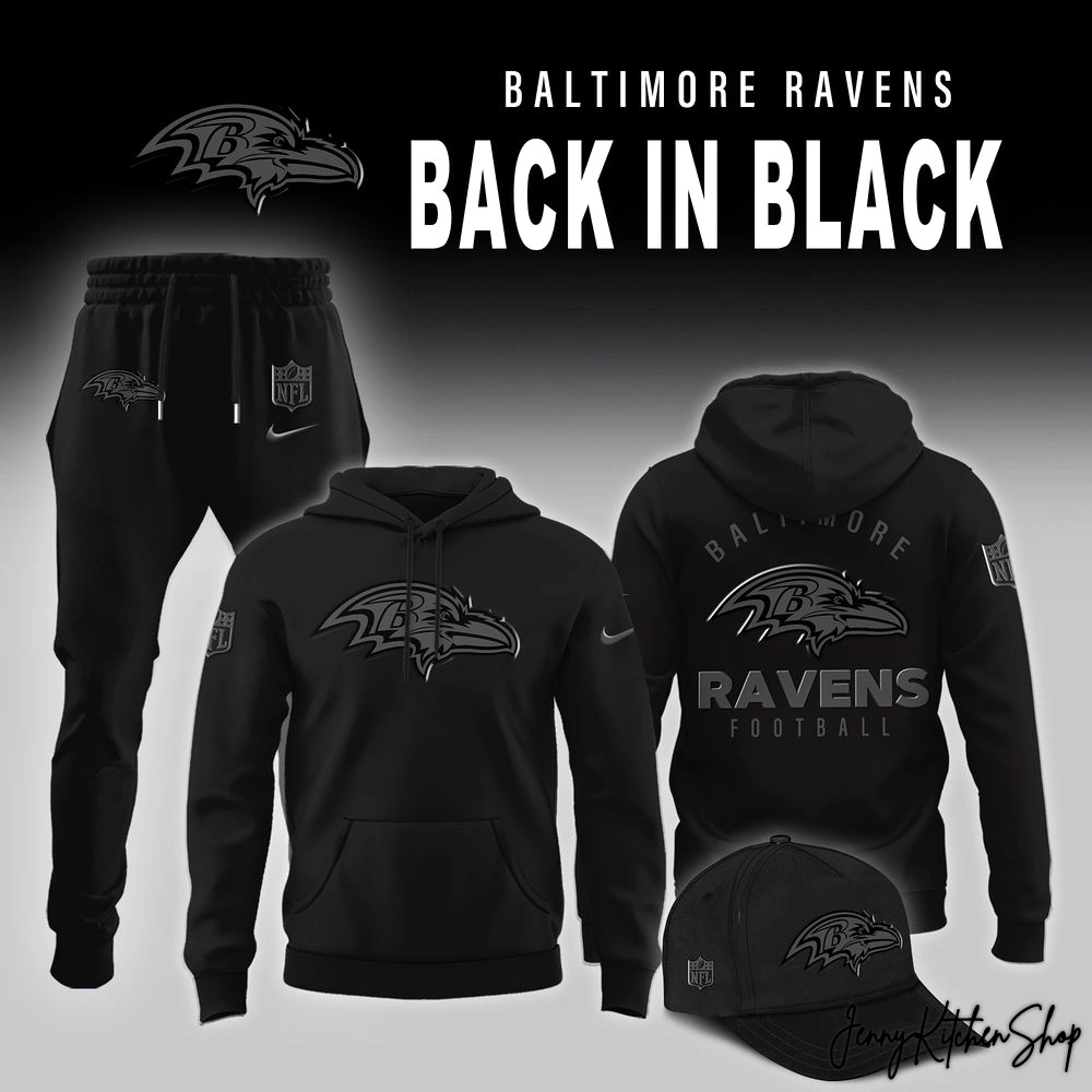 Baltimore Ravens Back In Black 2025 Limited Collection Hoodie