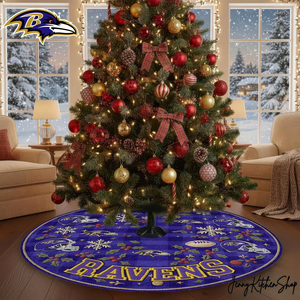 Baltimore Ravens Christmas Tree Skirt
