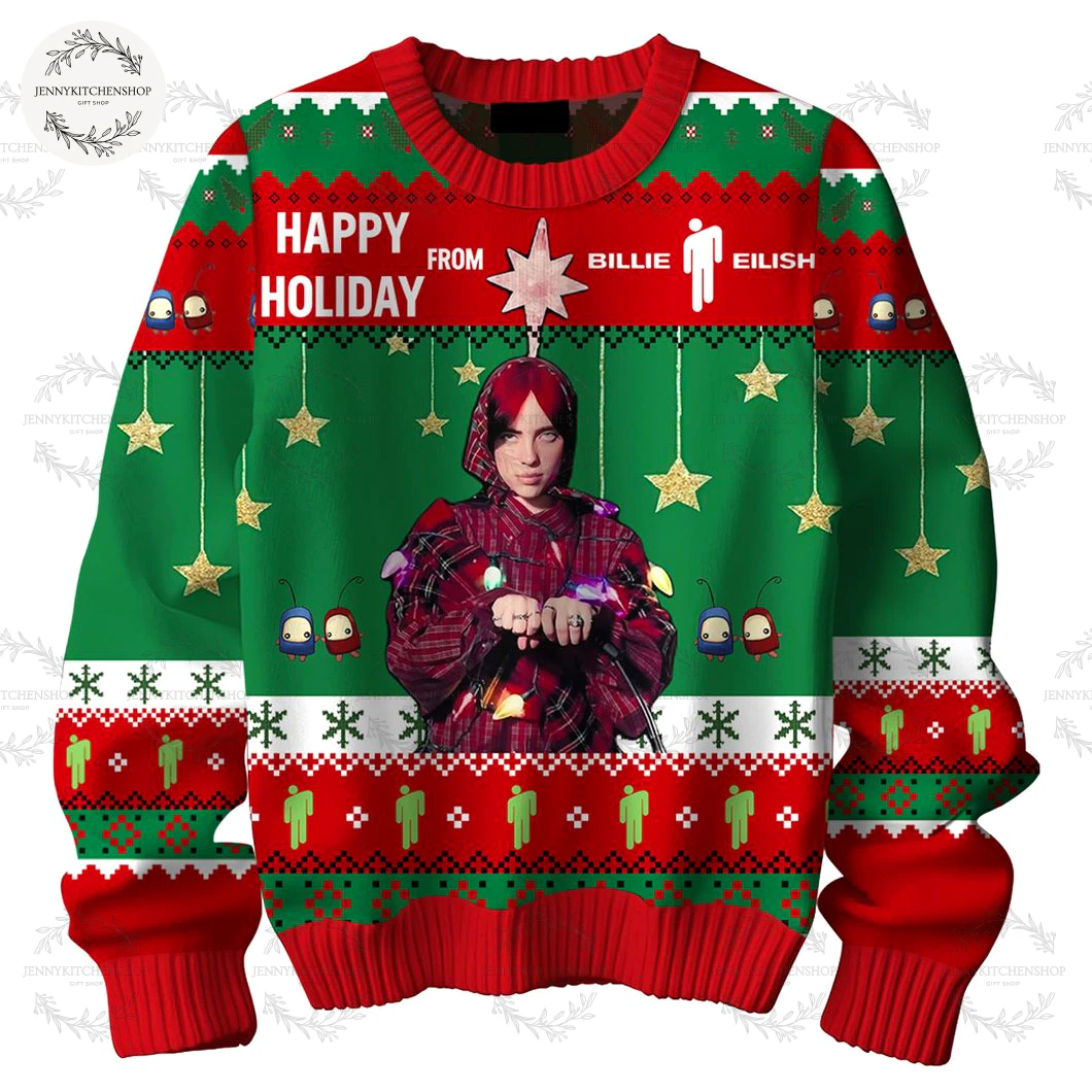 Billie Eilish Happy Holiday Christmas Ugly Sweater