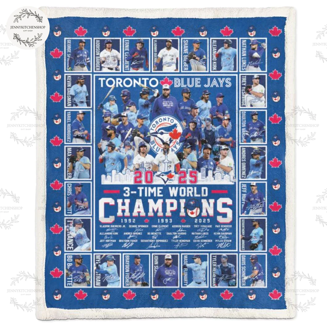 Blue Jays 3 Time World Champions 2025 Fleece Blanket