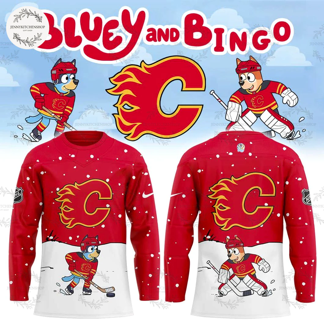 Calgary Flames 2025 Bluey And Bingo New Jersey Calgary Flames 2025 Bluey And Bingo New Jersey