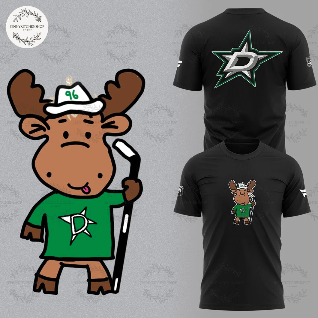 Dallas Stars Doodle Moose 2025 Black T-Shirt