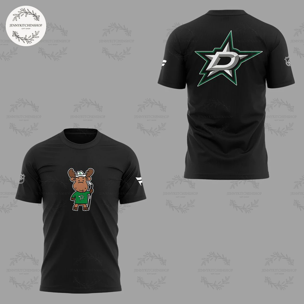 Dallas Stars Doodle Moose 2025 Black T-Shirt