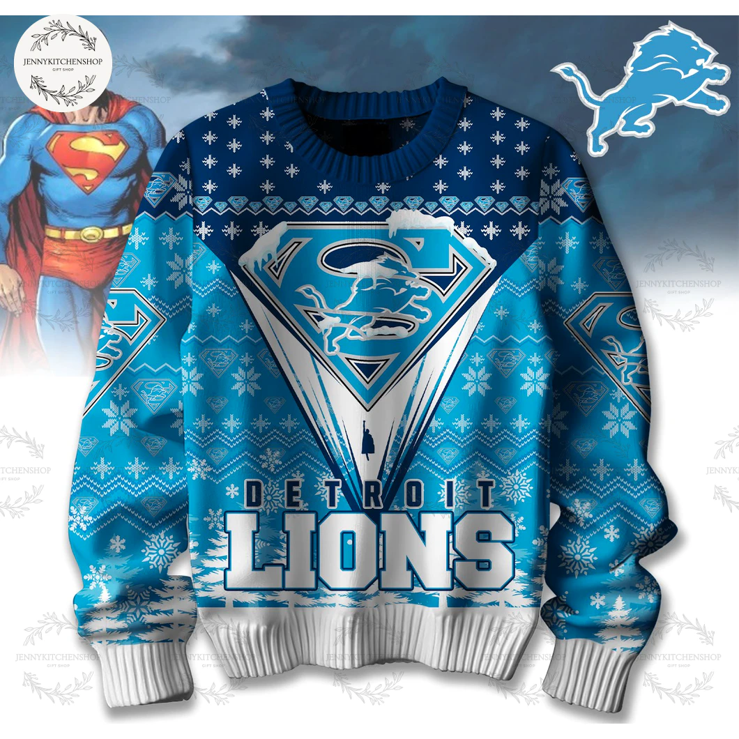 Detroit Lions 2025 Merry Super Christmas Sweater