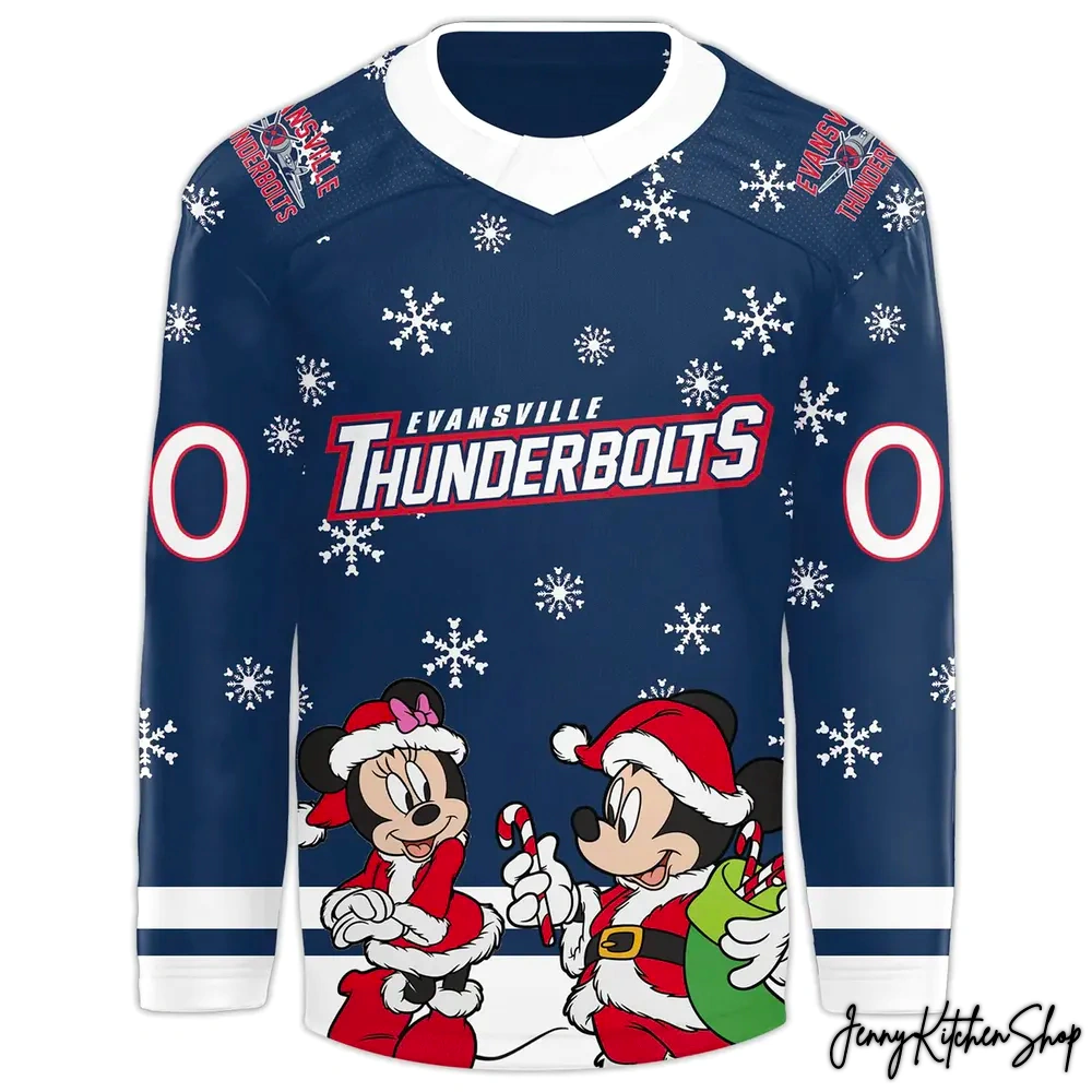 Evansville Thunderbolts x Mickey Merry Christmas 2025 Hockey Jersey