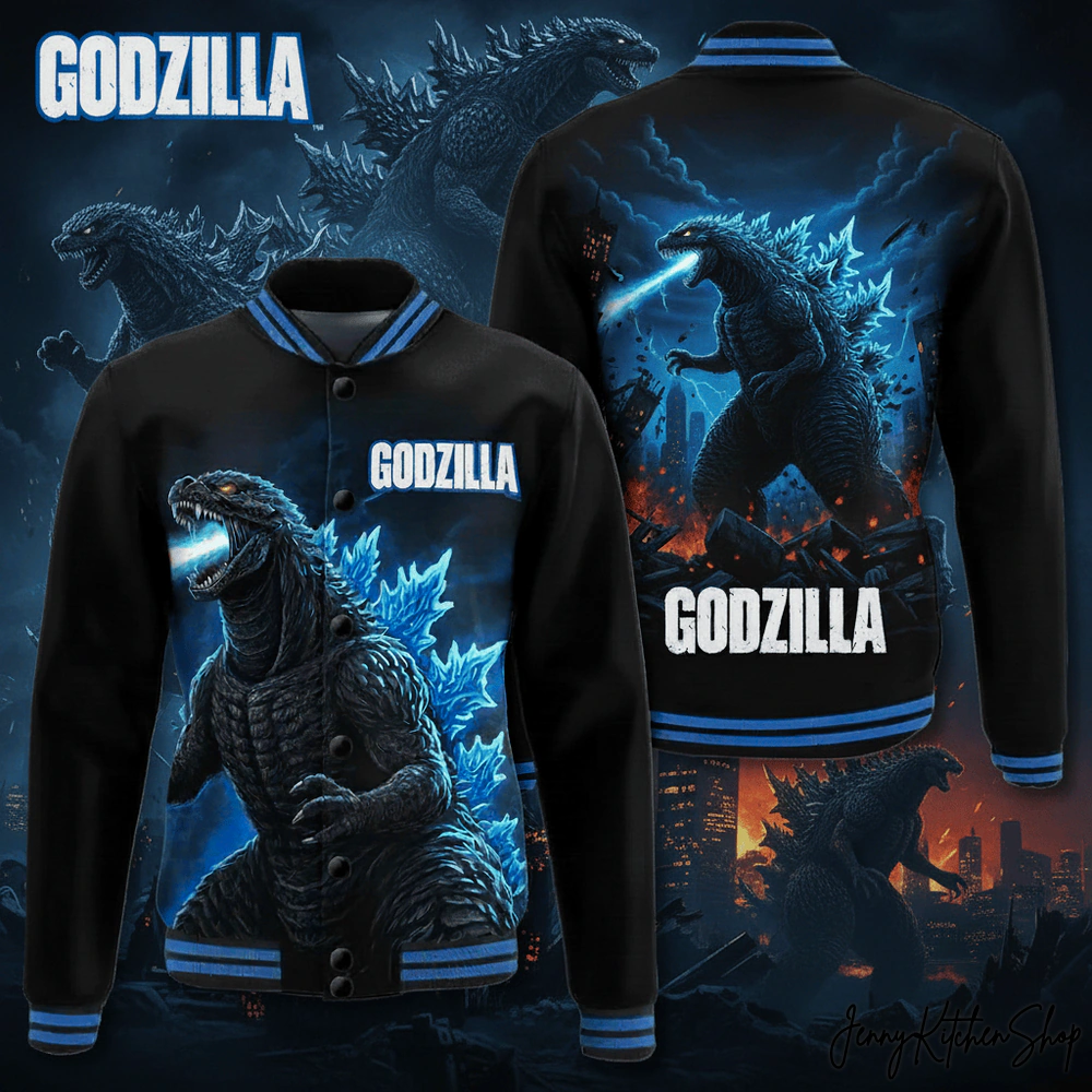 Godzilla Classic 3D Varsity Baseball Jacket