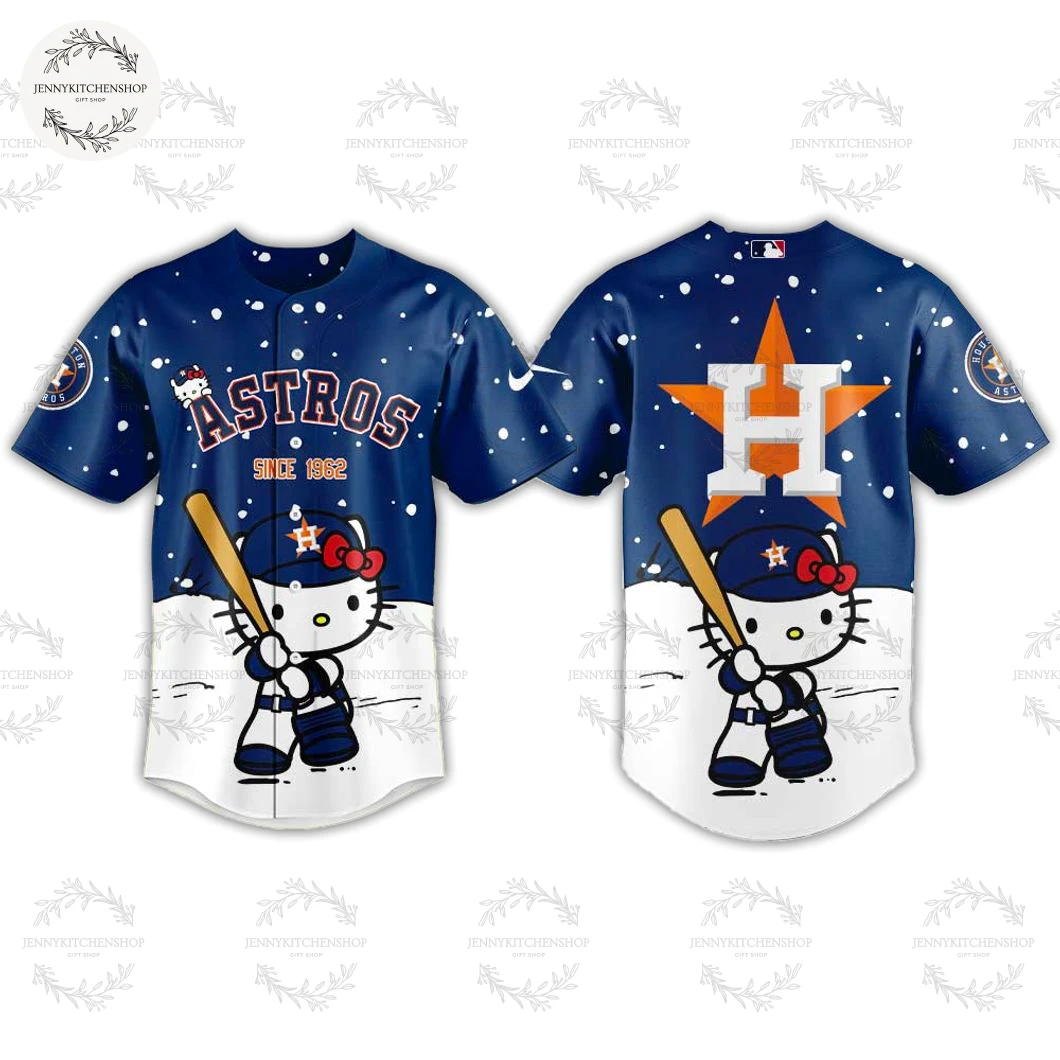 Houston Astros x Kitty Gifts For Christmas 2025 Baseball Jersey