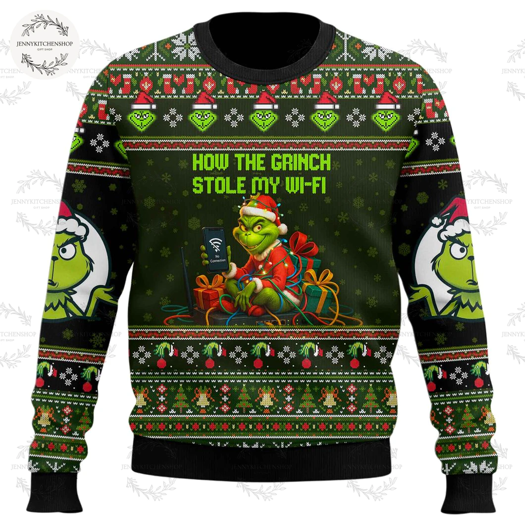 How The Grinch Stole My Wifi Christmas Ugly Sweater