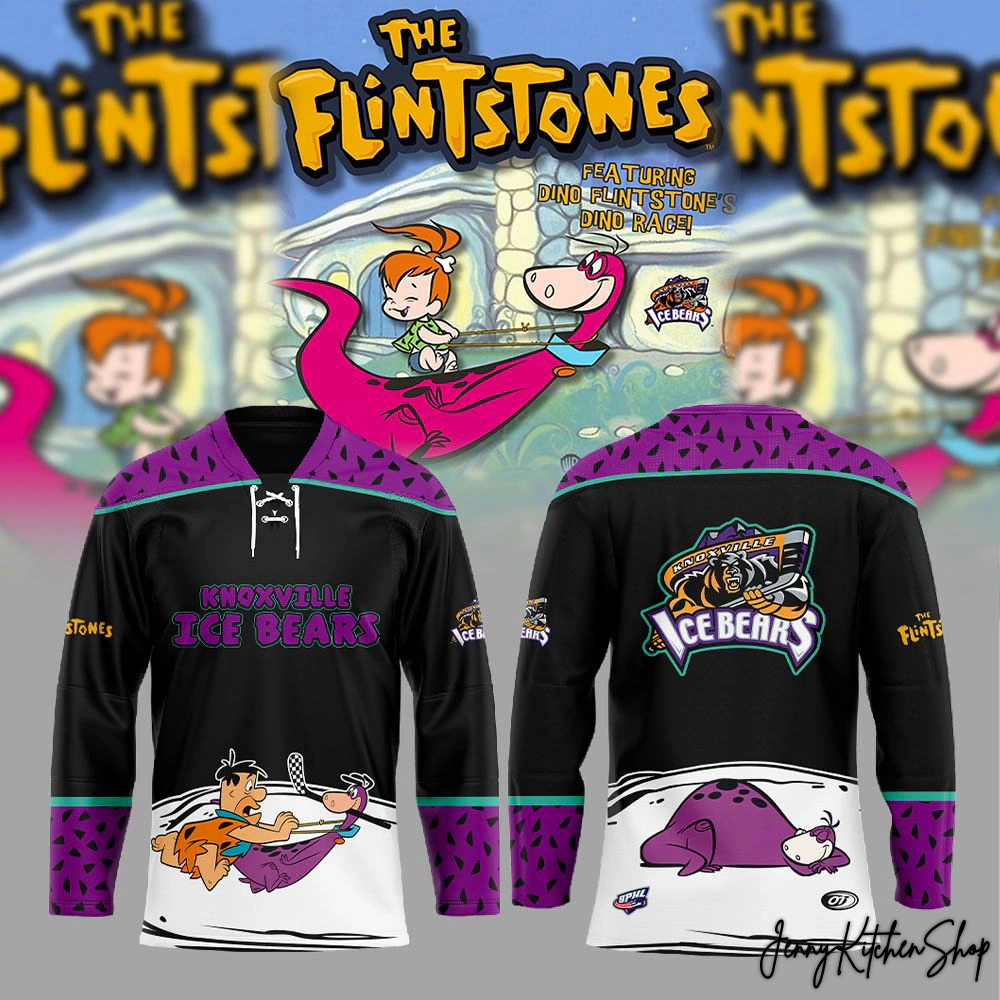 Knoxville Ice Bears Dino Flinstone Race Hockey Jersey Knoxville Ice Bears Dino Flinstone Race Hockey Jersey