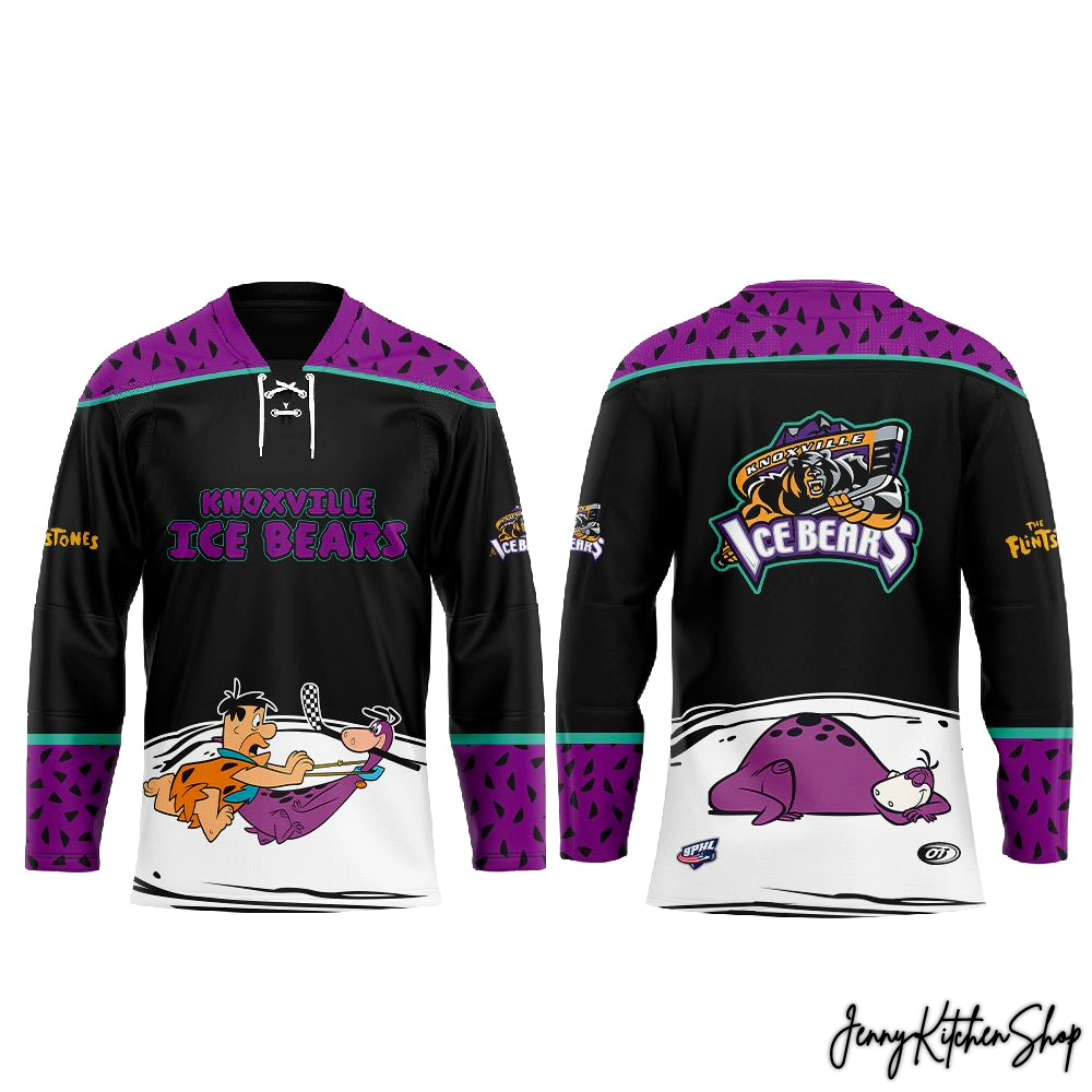 Knoxville Ice Bears Dino Flinstone Race Hockey Jersey