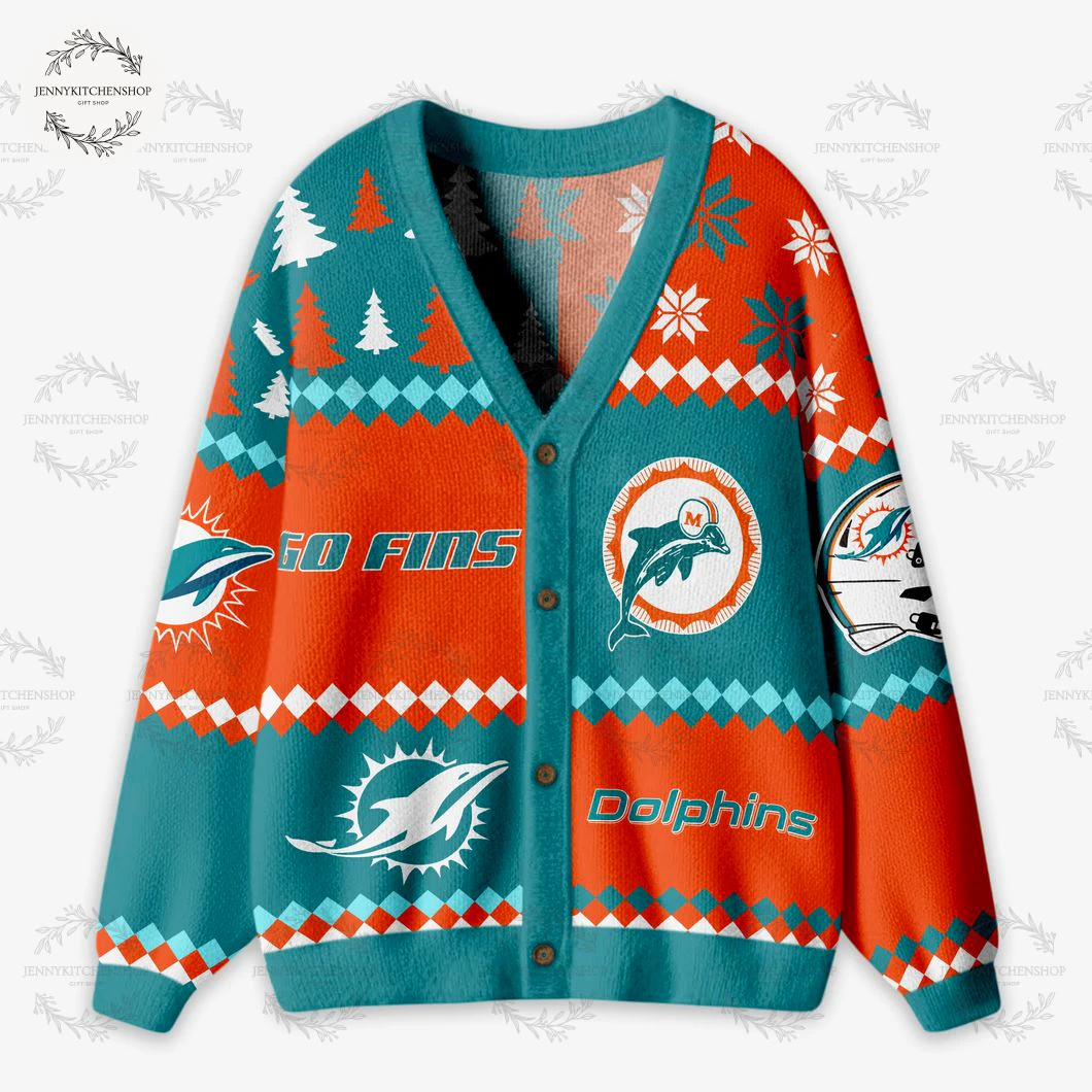 Miami Dolphins Go Finds New Knitted Cardigan Sweater