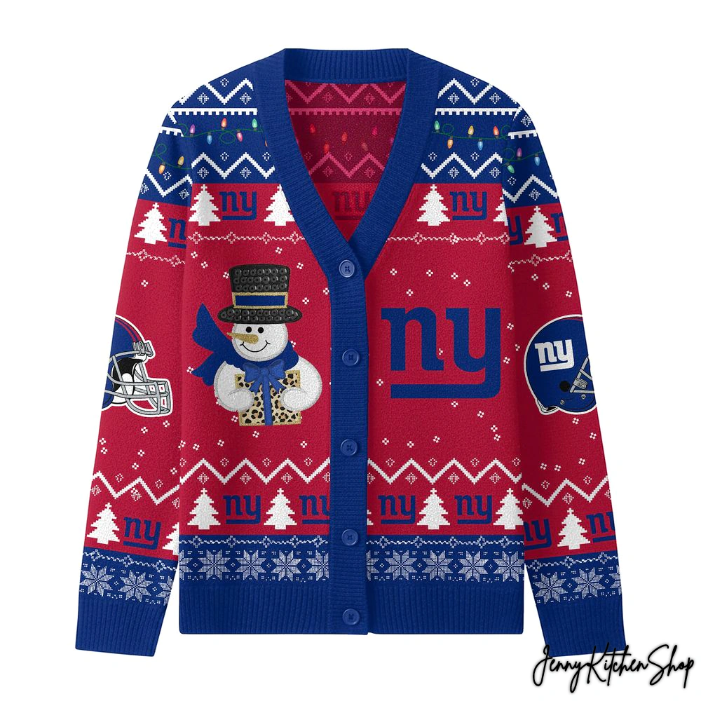 New York Giants Christmas Cozy Cardigan Sweater
