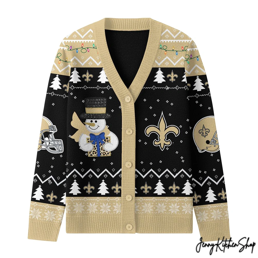 Orleans Saints Christmas Cozy Cardigan Sweater