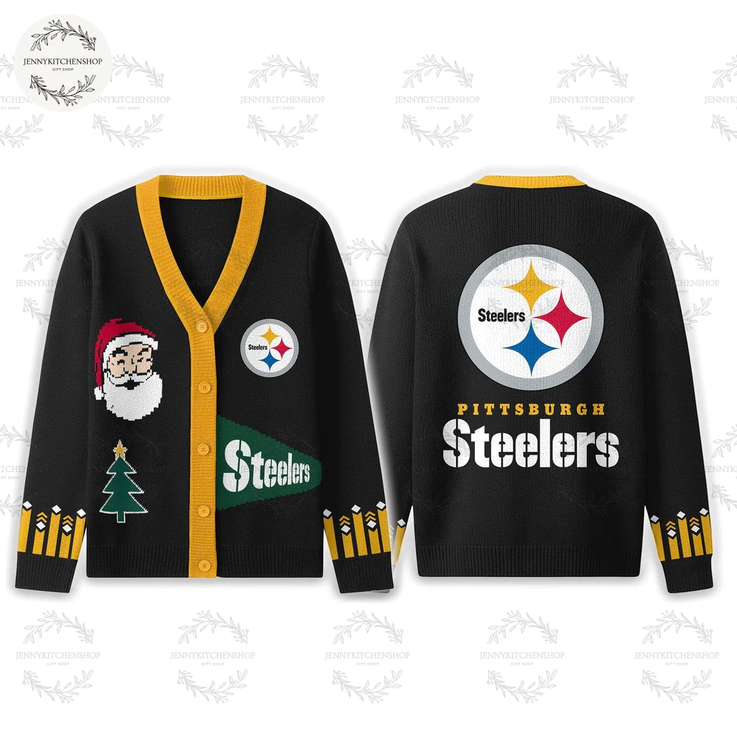 Pittsburgh Steelers 2025 Happy Holiday Santa Cardigan Sweater