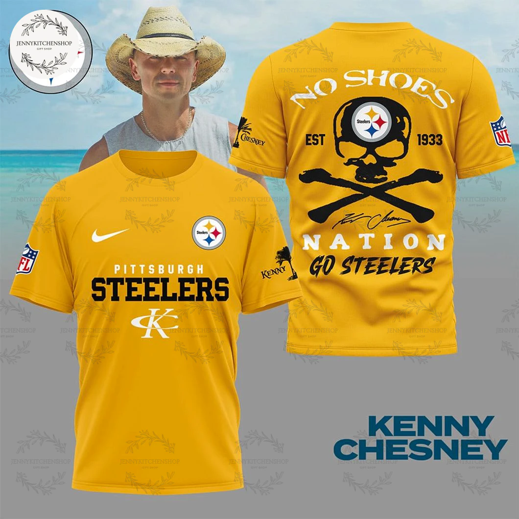 Pittsburgh Steelers x Kenny Chesney 2025 No Shoes Nation Yellow T-Shirt
