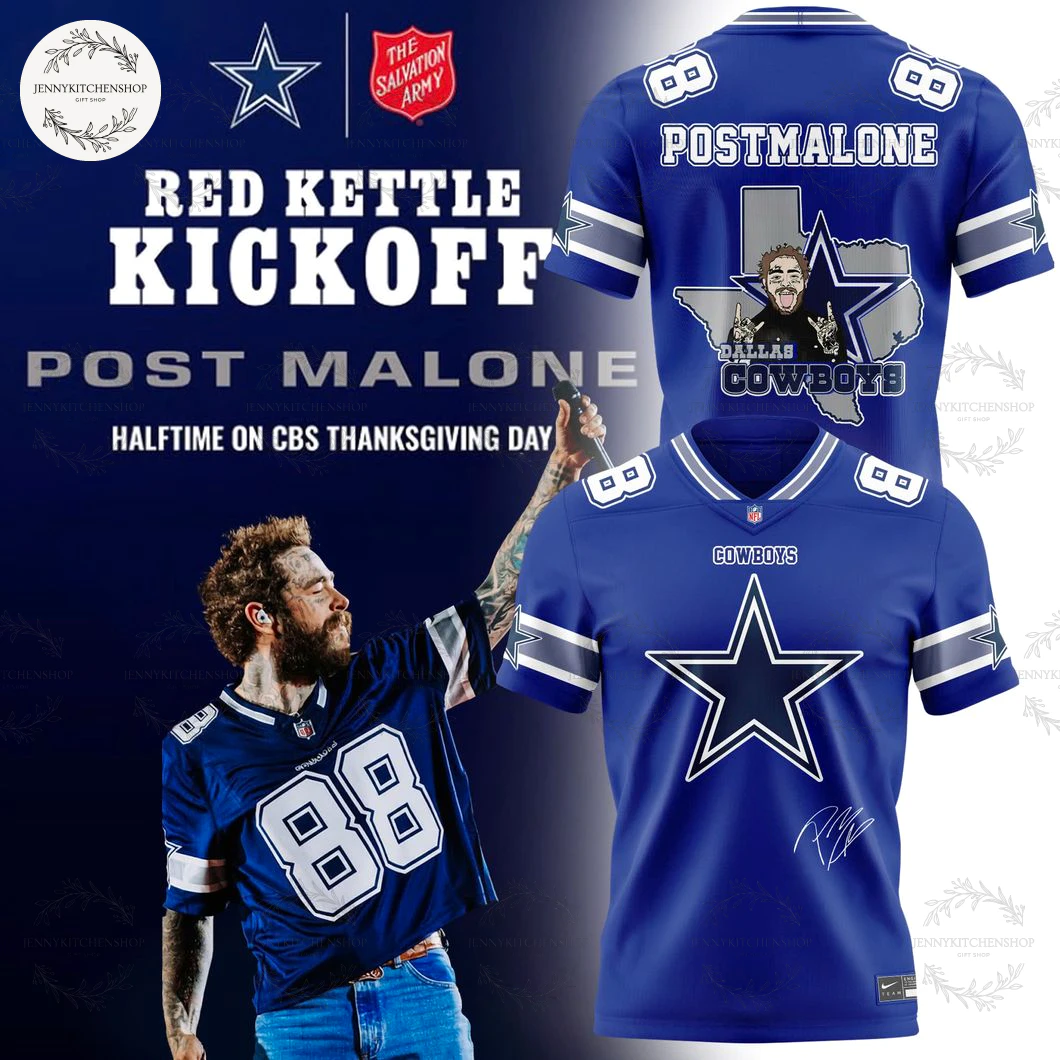 Dallas Cowboys x Post Malone Red Kettle Kickoff 2025 Football Jersey