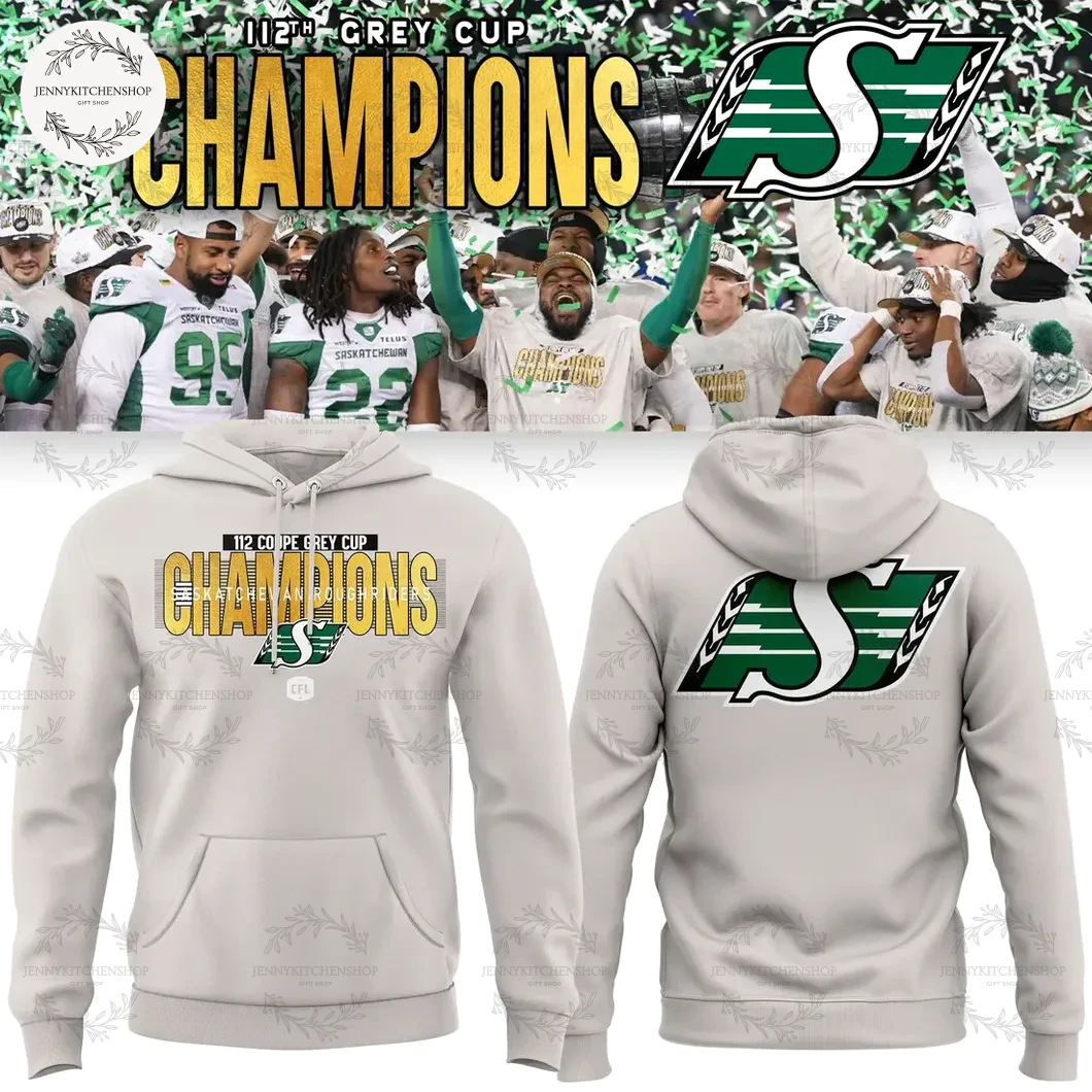 Saskatchewan Roughriders 2025 Grey Cup Champions Gray T-Shirt