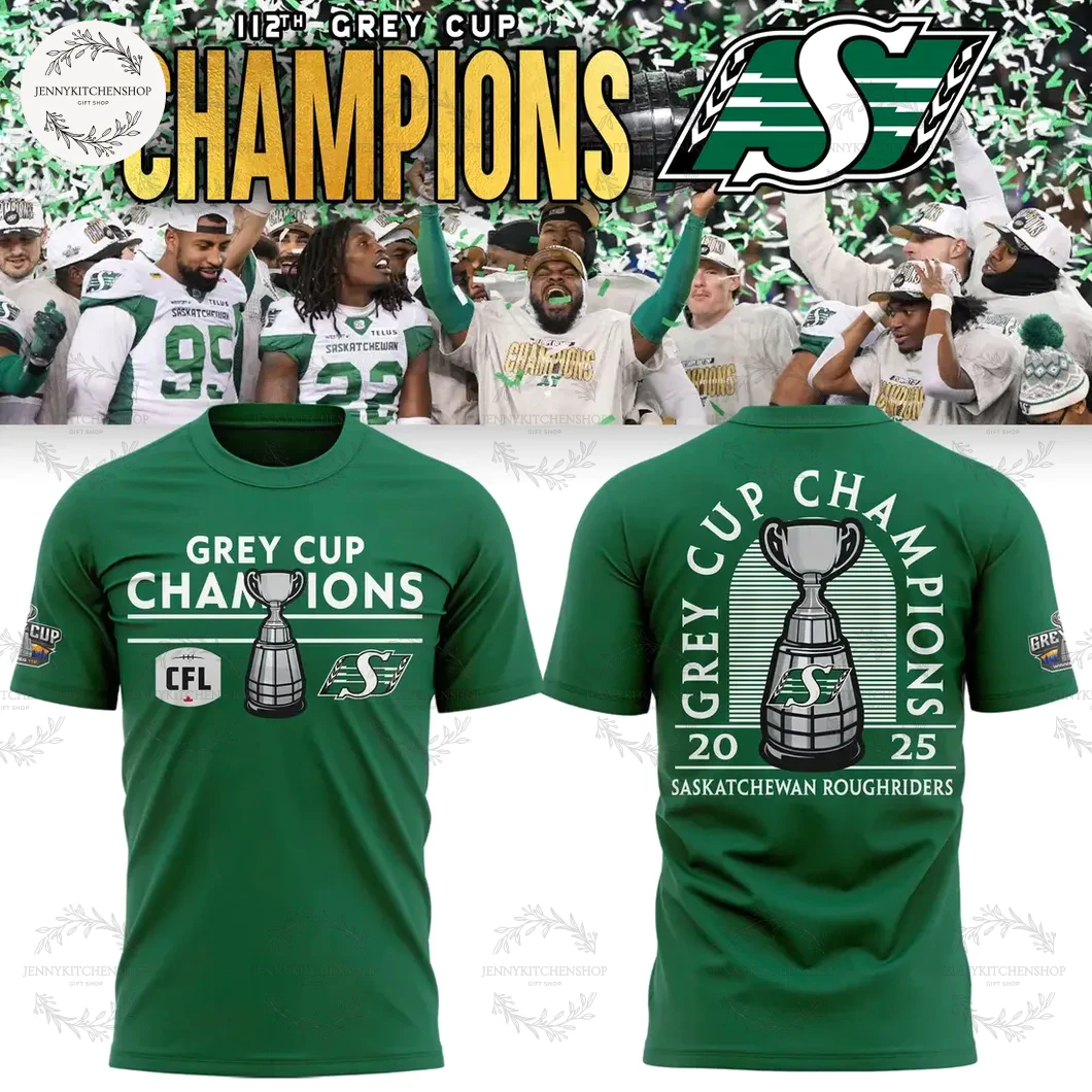 Saskatchewan Roughriders 2025 Grey Cup Champs Green Hoodie