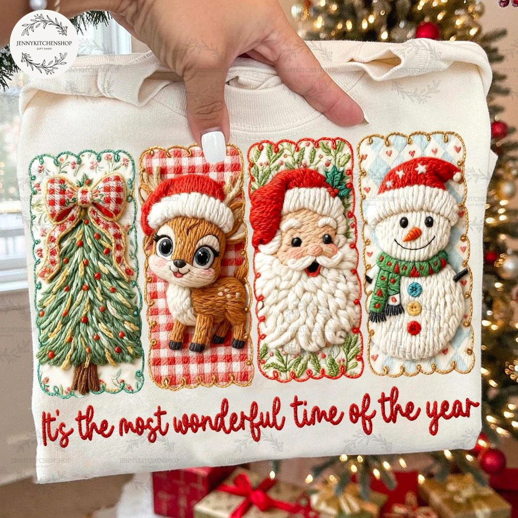 Snowman Plaid Realistic Yarn Beautiful Christmas T-Shirt, Sweatshirt