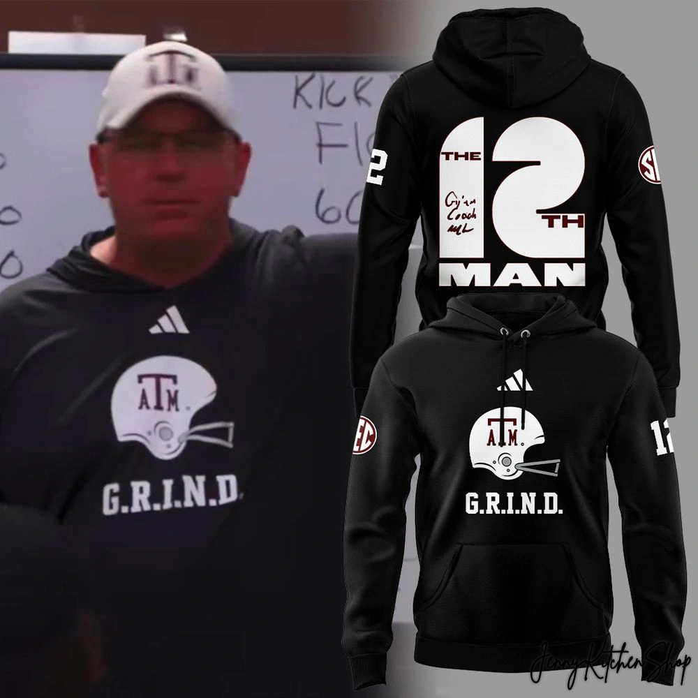 Texas A&M Aggies x Coach Mike Elko Grind 2025 Black Hoodie Texas A&M Aggies x Coach Mike Elko Grind 2025 Black Hoodie