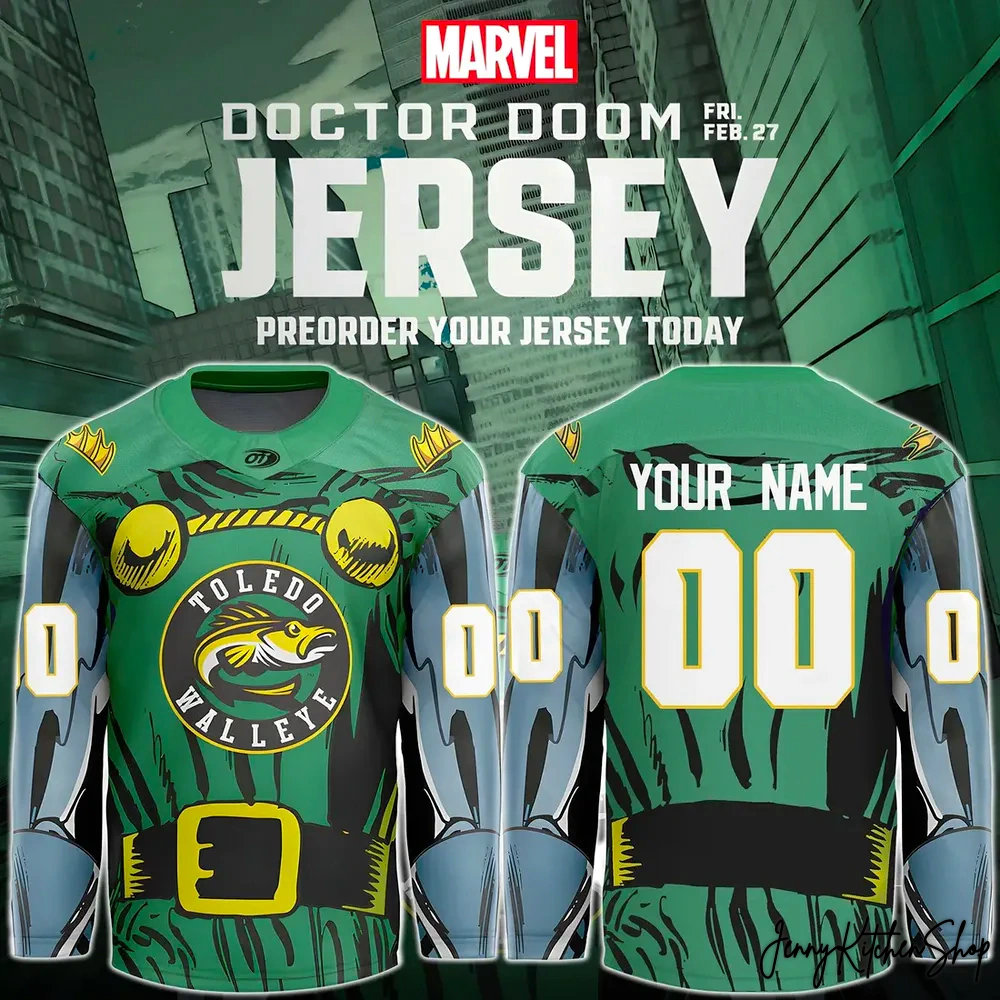 Toledo Walleye 2025 Marvel Doctor Doom Limited Hockey Jersey Toledo Walleye 2025 Marvel Doctor Doom Limited Hockey Jersey