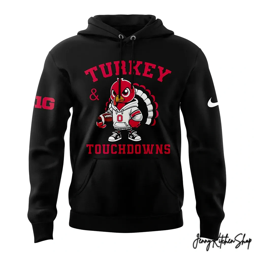 Turkey and Touchdowns Ohio State Football 2025 Happy Thanksgiving Hoodie