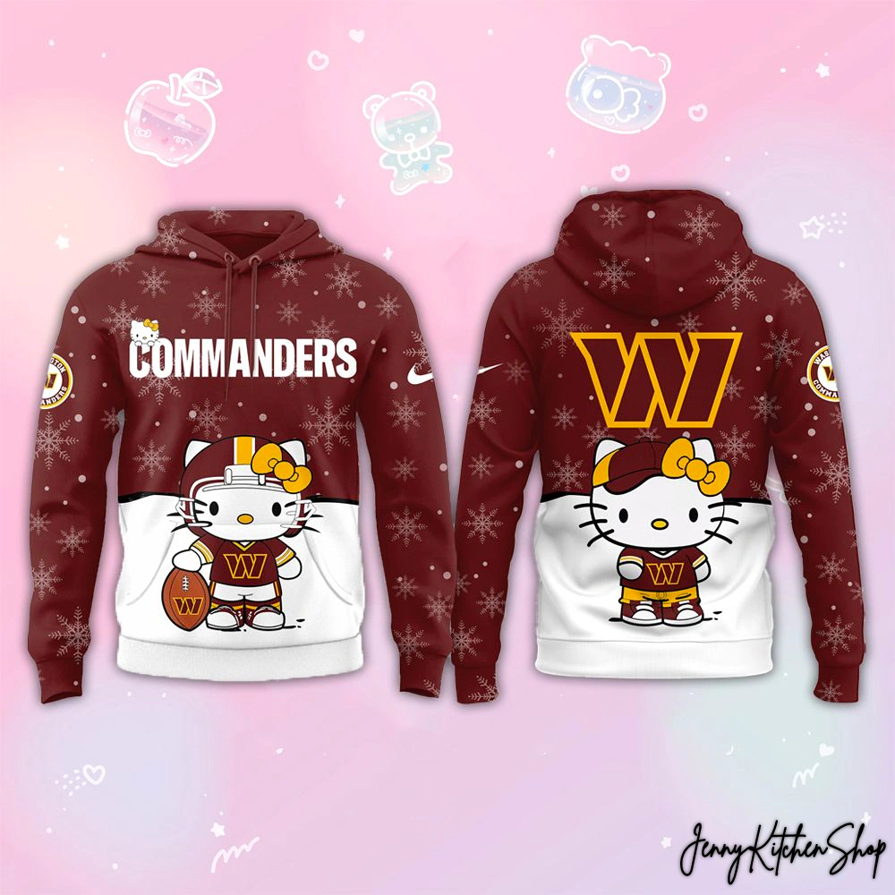 Washington Commanders x Hello Kitty Snow Christmas Hoodie