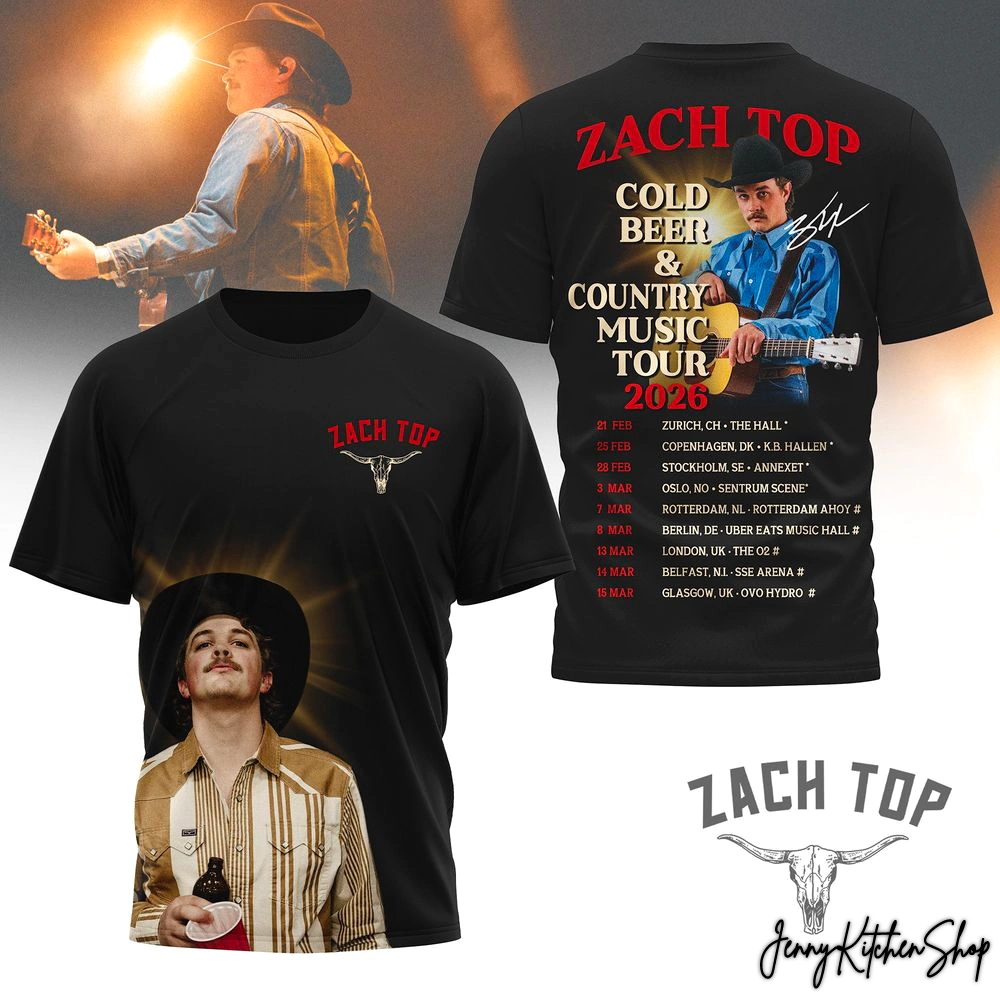 Zach Top Cold Beer And Country Music Tour 2026 Black Shirt