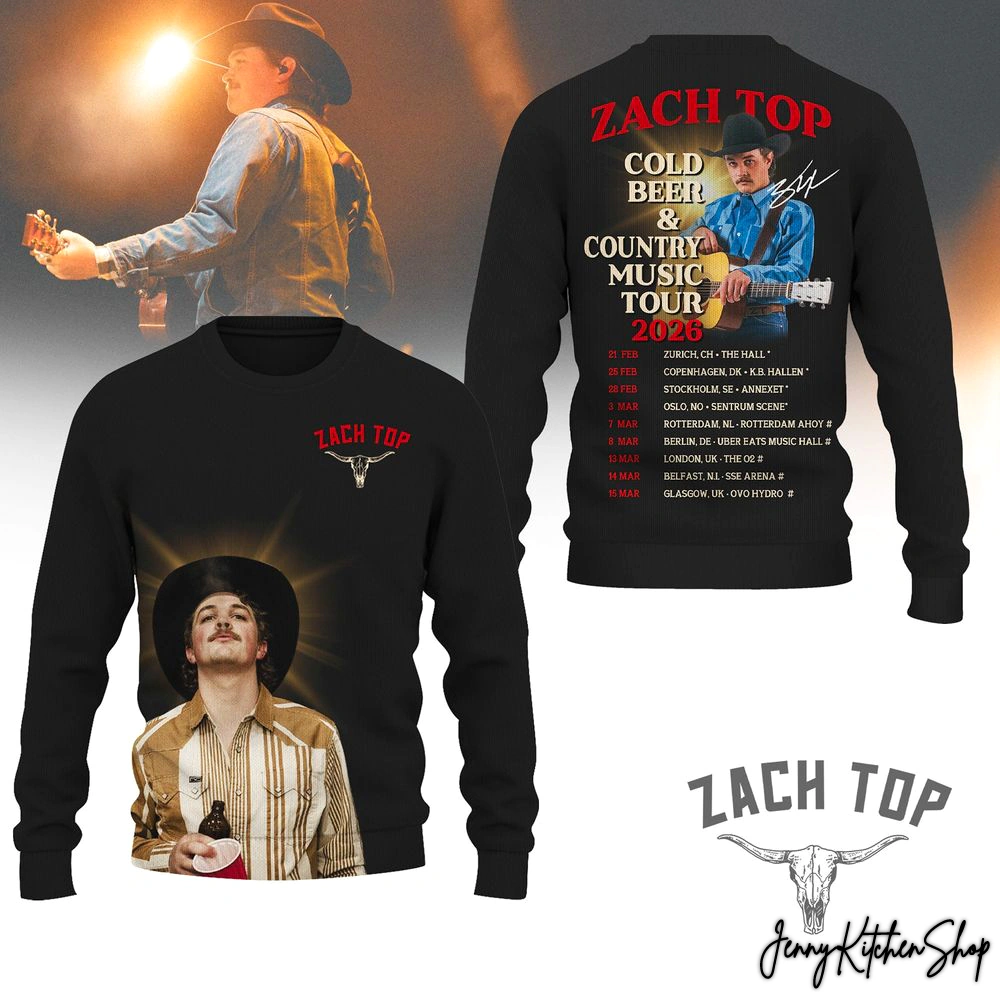 Zach Top Cold Beer And Country Music Tour 2026 Black Shirt