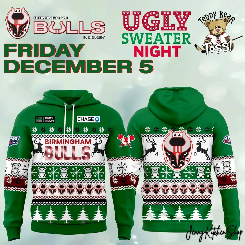 Birmingham Bulls 2025 Ugly Sweater Night Hoodie