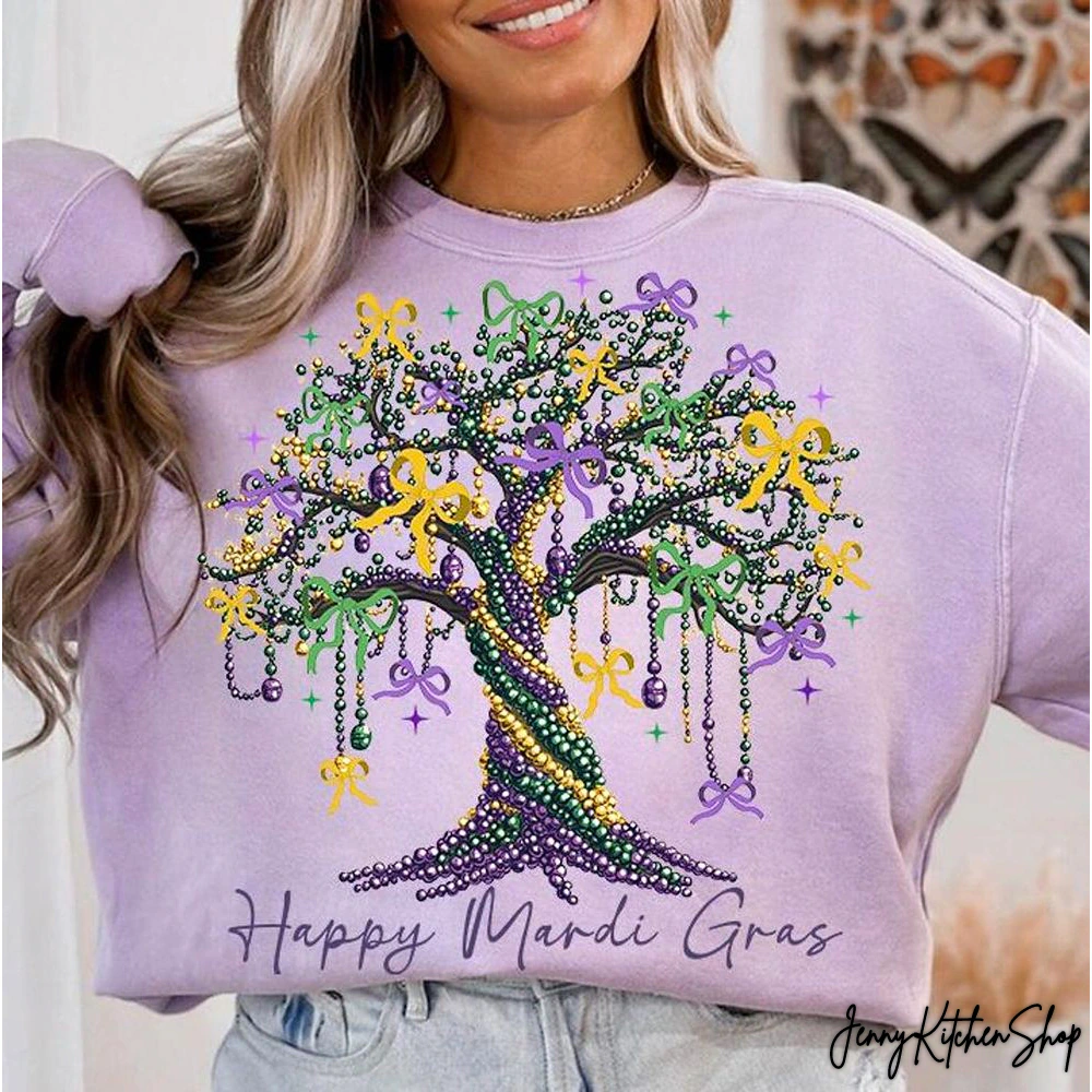 Coquette Mardi Gras Tree Mardi Gras Bead Tree Shirt