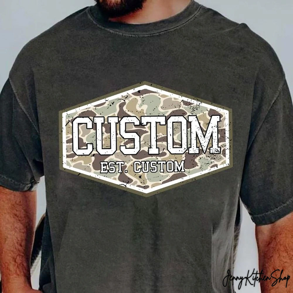 Custom Vintage Camo Dad Est Shirt
