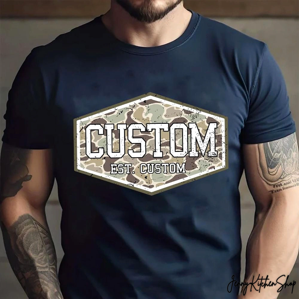 Custom Vintage Camo Dad Est Shirt