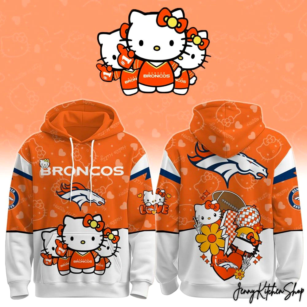 Denver Broncos Hello Kitty Limited Orange Hoodie
