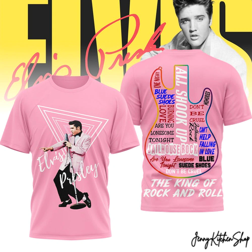Elvis Presley The King Of Rock And Roll All Shook Up Pink Shirt