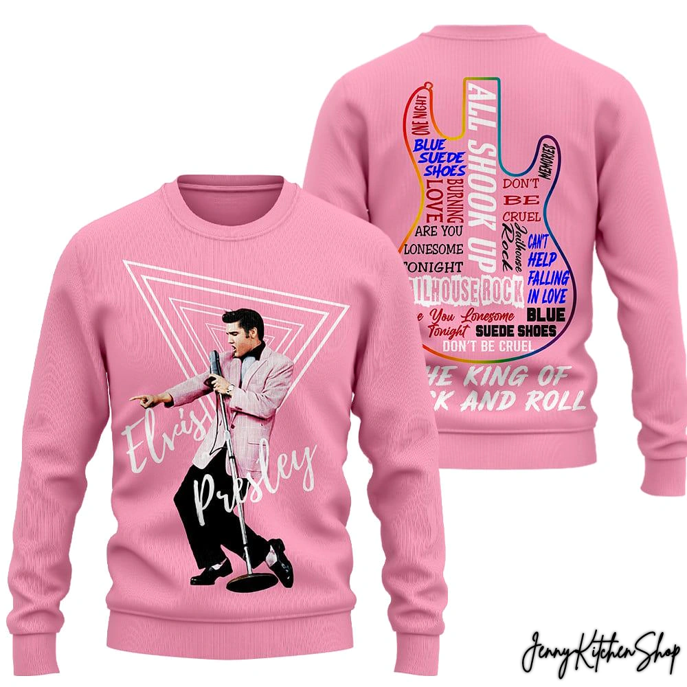 Elvis Presley The King Of Rock And Roll All Shook Up Pink Shirt