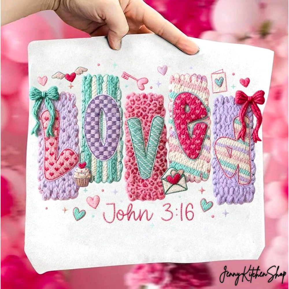 Faux Yarn Loved Valentine T-Shirt