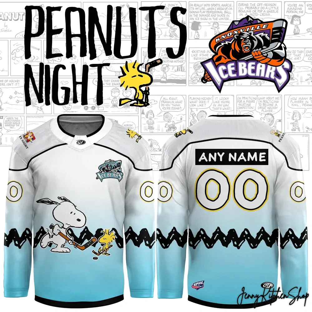 Knoxville Ice Bears Peanuts Night Limited Hockey Jersey Knoxville Ice Bears Peanuts Night Limited Hockey Jersey