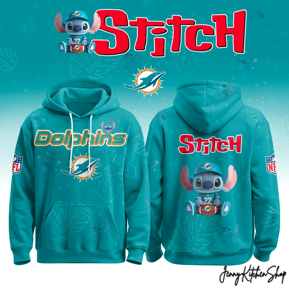 Miami Dolphins x Lilo & Stitch 2026 New Hoodie