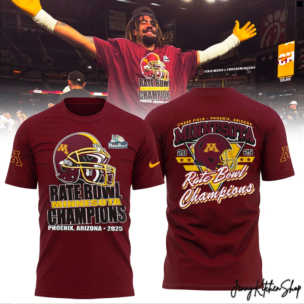Minnesota Golden Gophers 2025 Rate Bowl Champions Collection Shirt