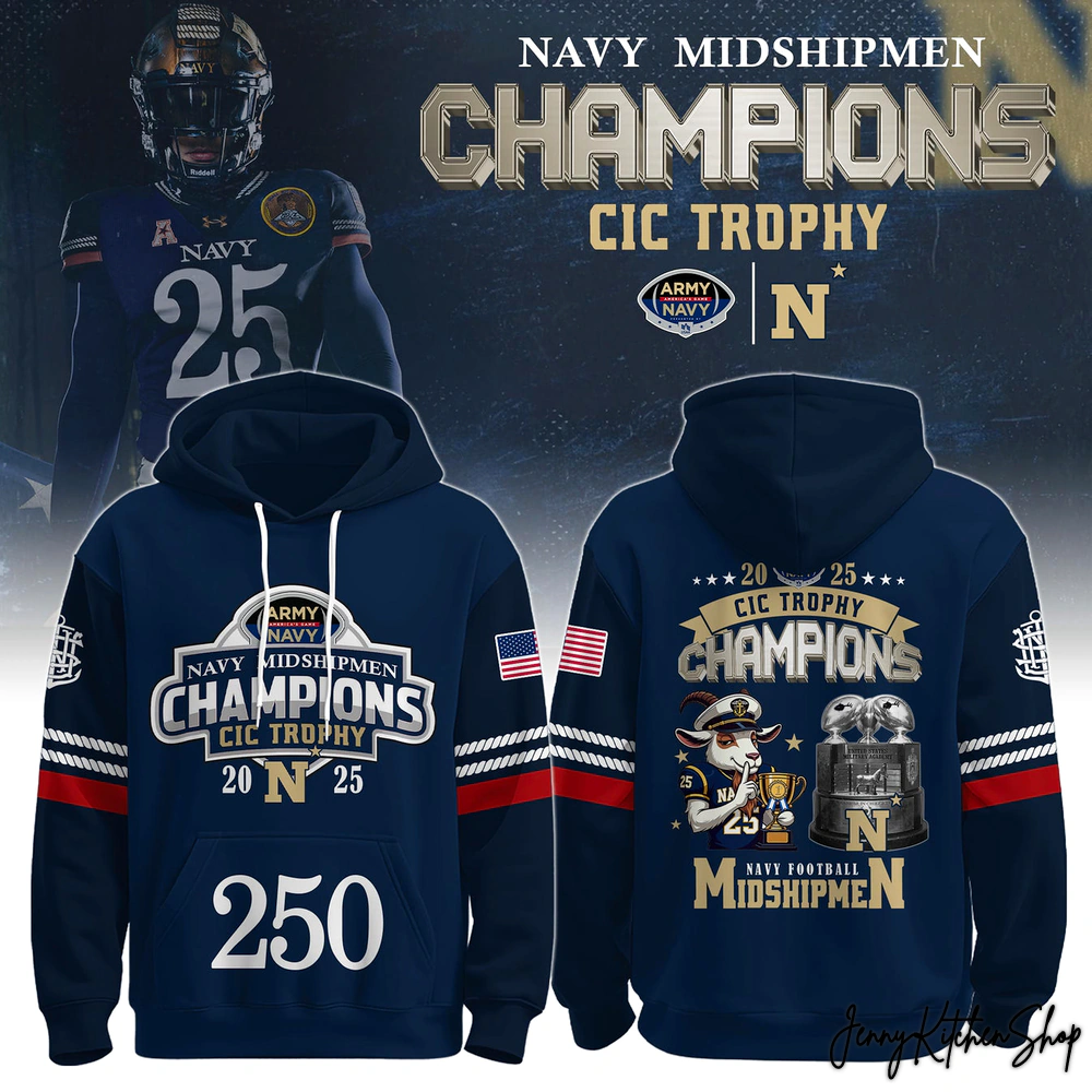 Navy Midshipmen Back To Back 2025 CIC Trophy Champions Collection T-Shirt