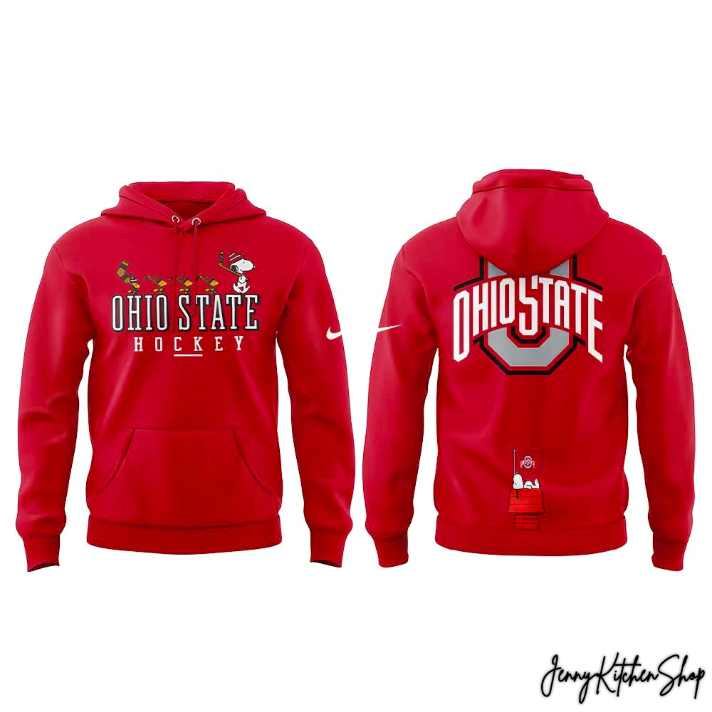Ohio State Men Hockey Peanuts 2025 Red Hoodie