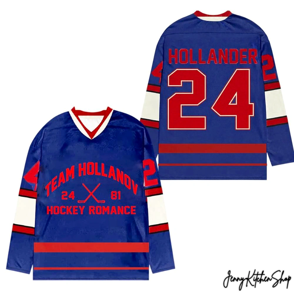 Personalized Hollander Rozanov Blue Red Hockey Jersey