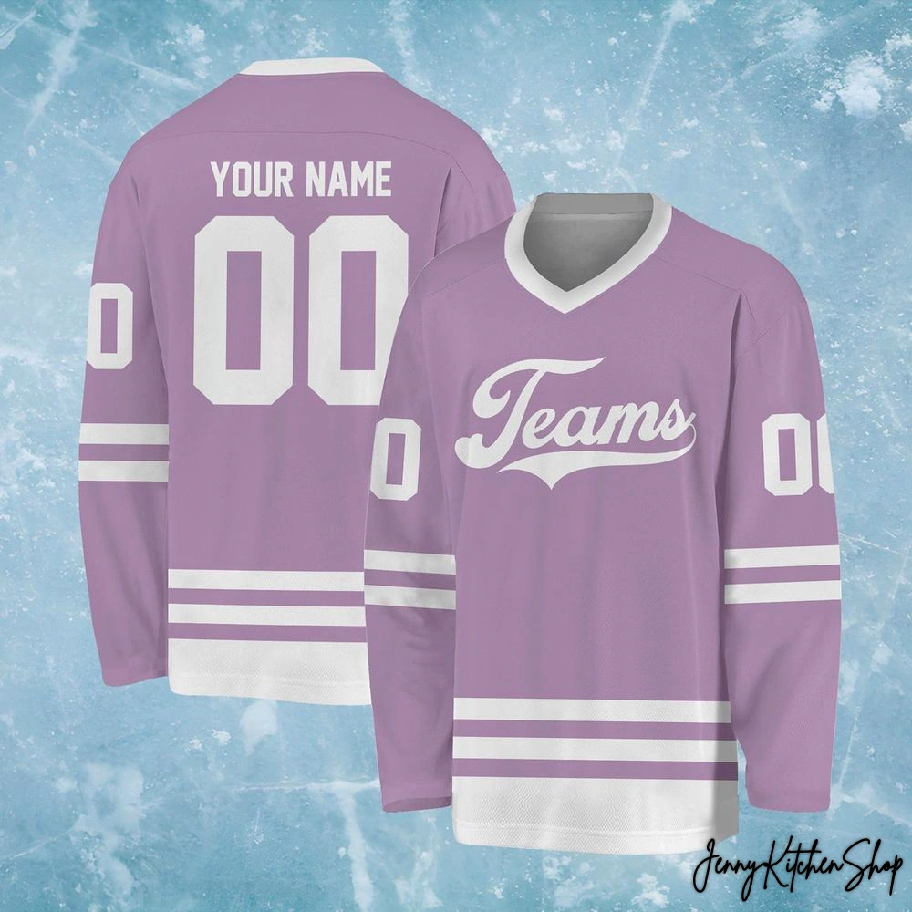 Personalized Team Name And Number Purple Hockey Jersey