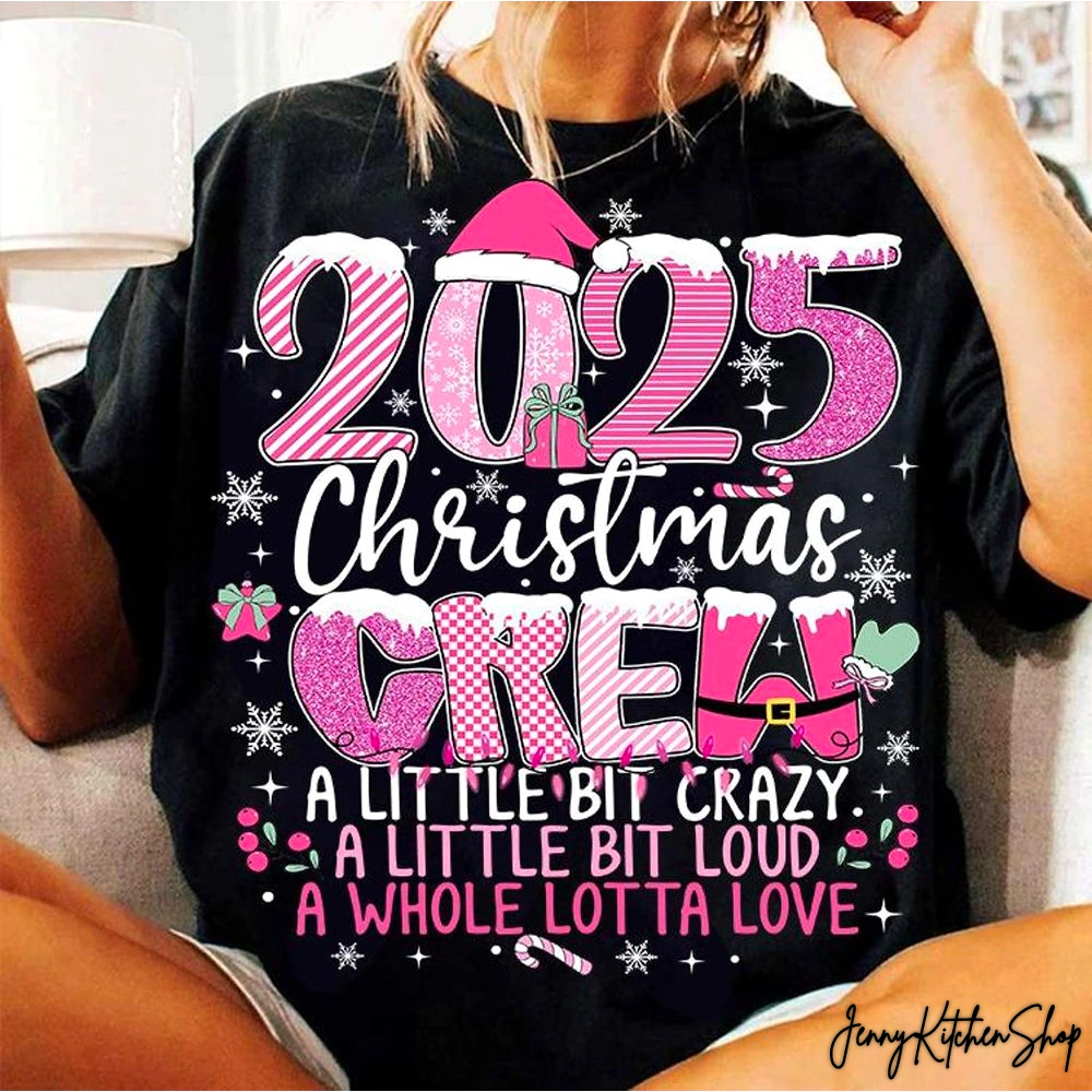 Pink Christmas Crew T-Shirt