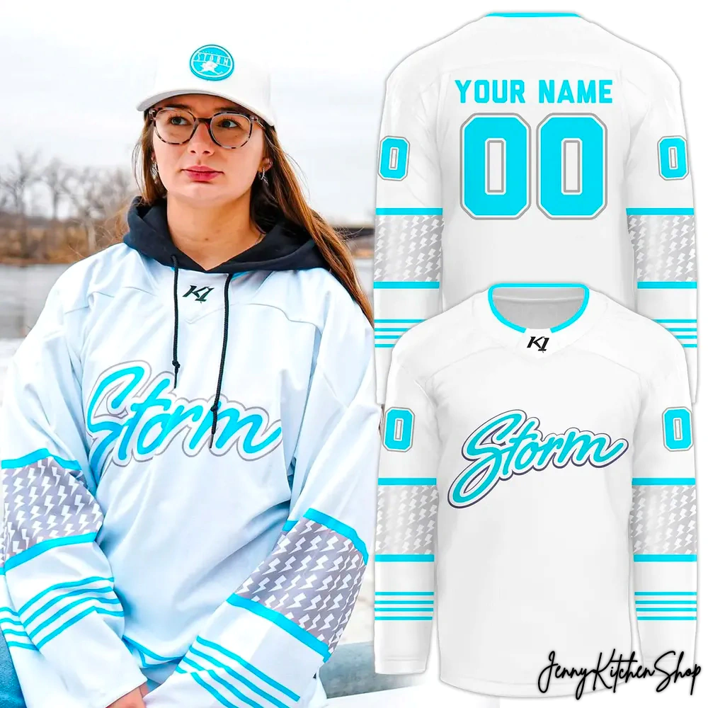 Quad City Storm Winter Classic Whiteout Hockey Jersey Quad City Storm Winter Classic Whiteout Hockey Jersey