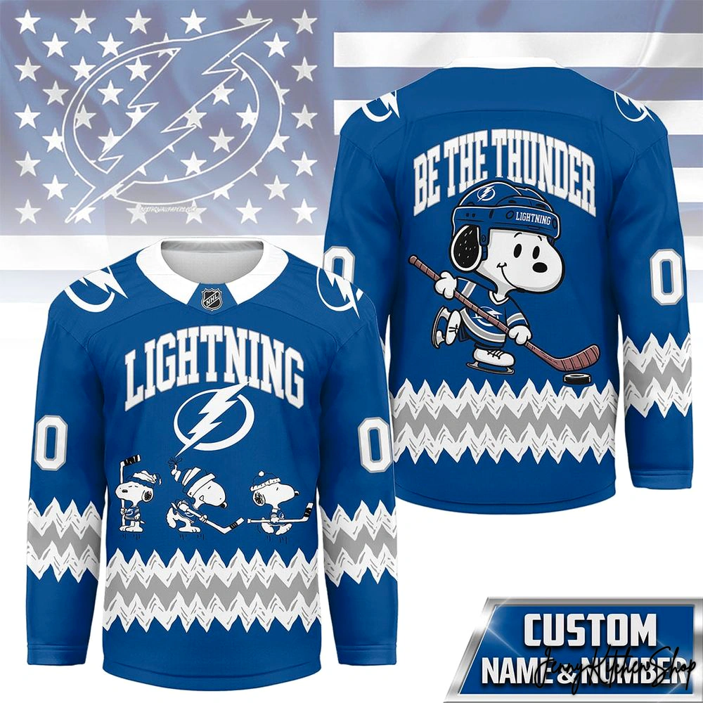 Tampa Bay Lightning x Snoopy Personalized Hockey Jersey